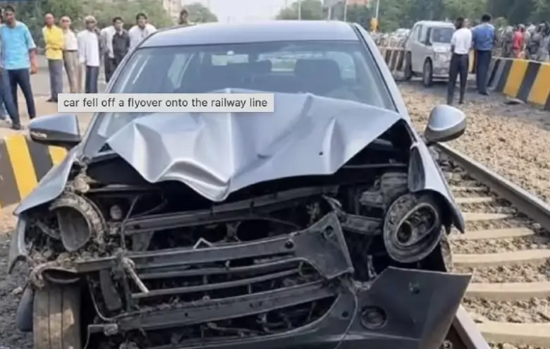 Severe Accident In Bawana, Delhi: Car Crashes Off Flyover, Disrupts Railway Services For Over An Hour